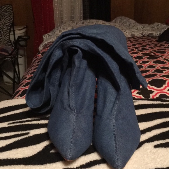 Thigh high denim boots - Picture 1 of 5